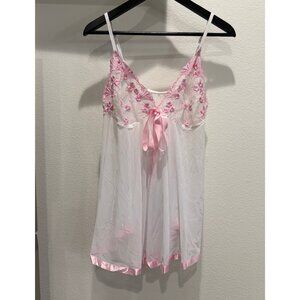 Pink and White Sheer Embroidered Chemise 5XL Fairy Coquette
